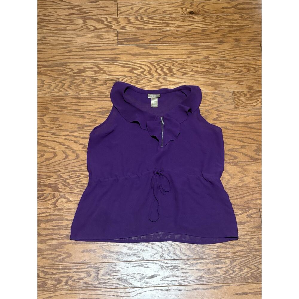 Miss Tina Women's Purple Sleeveless Lightweight Ruffle Sheer Tank Top, Size L